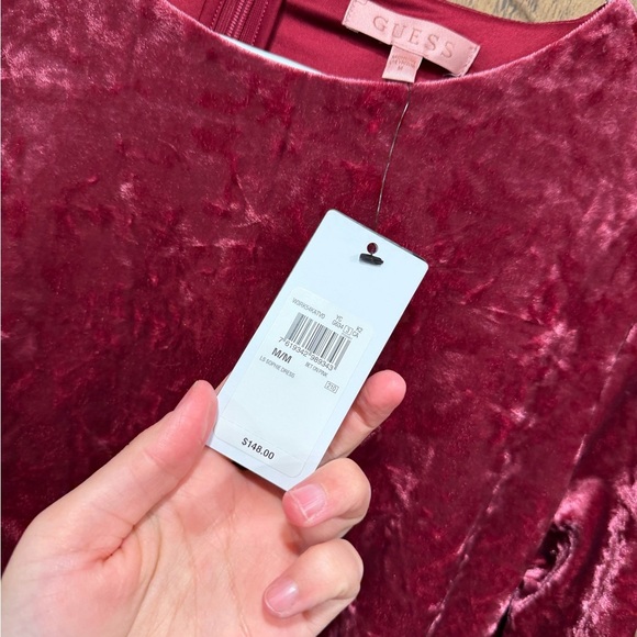 NWT GUESS Elegant Velvet Burgundy Dress medium - Picture 5 of 8